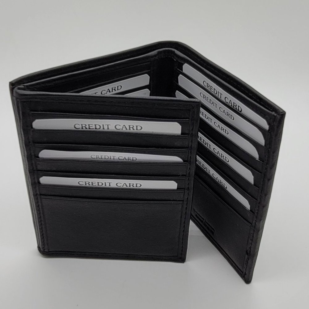 2026CLASSIC RFID Blocking Mens Leather Bi-Fold Big Hipster Wallet, 20 cards …